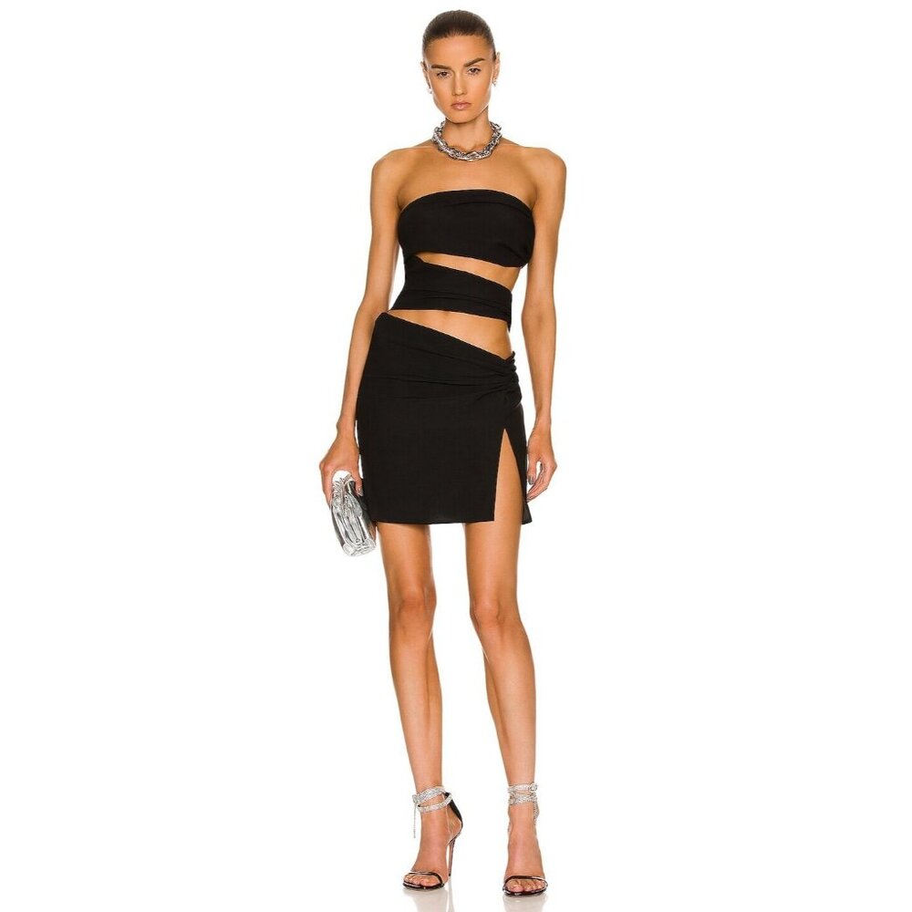 Magda Butrym Asymmetrical Cutout Mini Tube Dress in Black